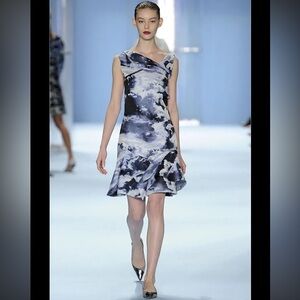 Carolina Herrera RTW Fall 2015 Runway Blue Jacquard Dress Size 6